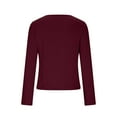 thumbnail image 5 of Lenpel Women's Long Sleeve Workout Tops Crossover Deep V Neck Tie Side Ruched Slim Yoga Shirts Cover Up Blouses(Wine,Small), 5 of 7