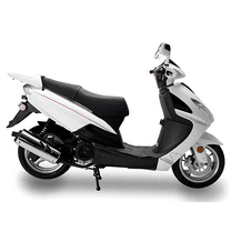 Ice Bear Hawkeye PMZ150-3C 150cc Gas Powered Scooter with Front Disc Brake, Electric Start, Cargo Box, Dual Shocks, 13 Inch Rims (White)