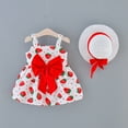 thumbnail image 2 of Fshinging Summer Strawberry Print Princess Casual Dresses With Hat 2 Piece Set Toddler Girls Birthday Party Gifts Baby Kids Clothes Size 1-2 Years, 2 of 7