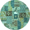 thumbnail image 1 of Ahgly Company Machine Washable Indoor Round Southwestern Turquoise Blue Country Area Rugs, 7' Round, 1 of 4