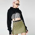 thumbnail image 1 of ITFABS Sweat à Capuche Gothique Punk pour Femmes Manches Longues Court avec Chaînes, 1 of 4