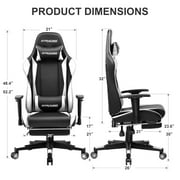 GTPLAYER Gaming Chair with Footrest Ergonomic Reclining Office Chair Swivel Rocker, White