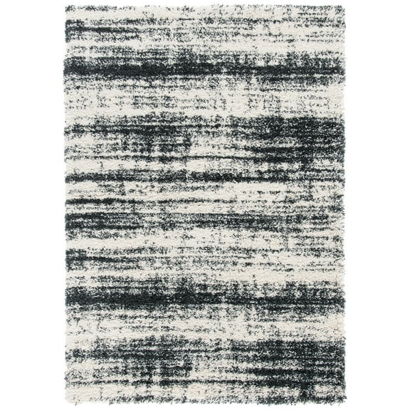 SAFAVIEH Hudson Shag Jackalyn Abstract Area Rug, Ivory/Dark Grey, 5'3" x 7'6"
