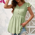 thumbnail image 5 of Women's Summer Ruffle Short Sleeve Shirts Babydoll V Neck Tops Eyelet Loose Swing Blouses Casual Flare Tunic Tops, 5 of 5