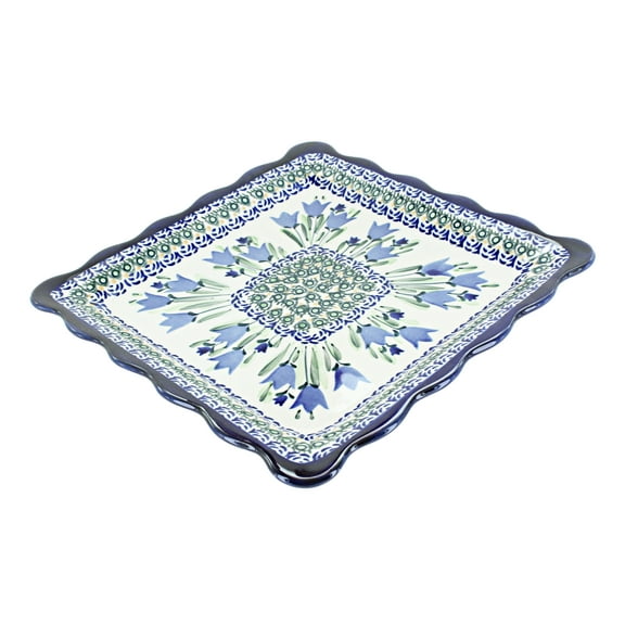 Blue Rose Polish Pottery Blue Tulip Square Lunch Plate