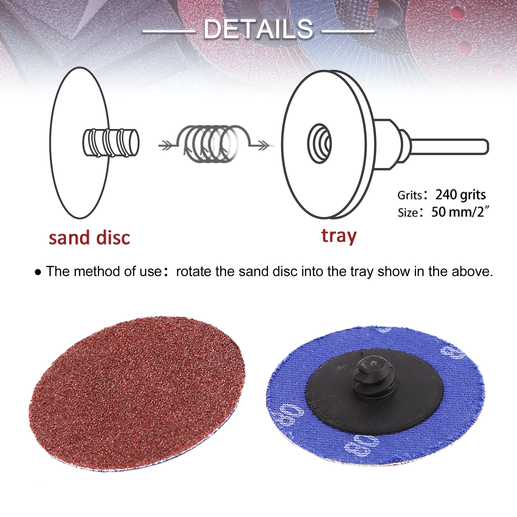 Unique Bargains 42 Pcs 2" Sanding Discs Nylon Lock Surface Coarse Medium Fine