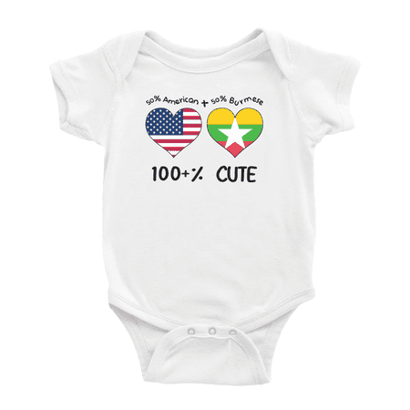 

50% Burmese + 50% American = 100+% Cute Baby Clothes For Boy Girl (White 6-12 Months)
