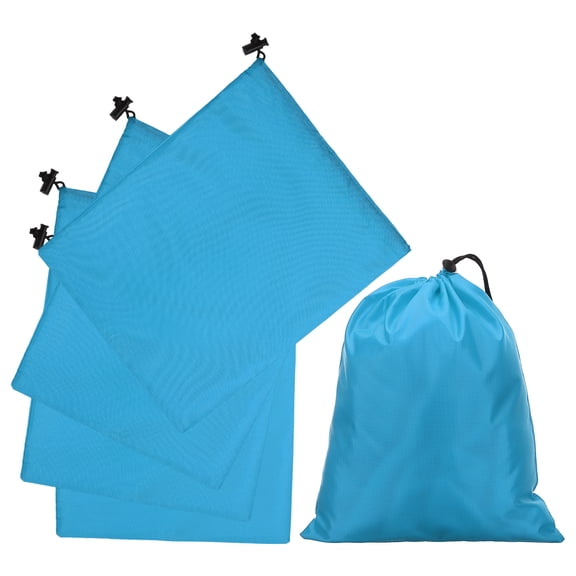 Uxcell 5Pcs 210D Polyester Drawstring Bag with Toggle, 10 x 12 Inch Waterproof Travel Storage Bag Foldable Stuff Sack Cinch Sack for Gym Travel Hiking Yoga Clothes Organizer, Sky Blue