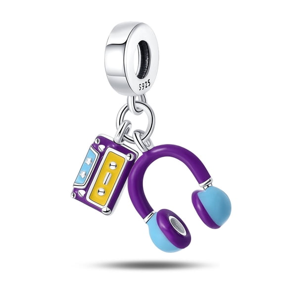 Headphone And Tape String Bead Charm, Compatible with Most Bracelet, Charm for Bracelete