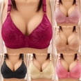 thumbnail image 3 of Hjlmsx Push Up Bras for Women No Underwire Deep V Neck Comfortable Breathable Bra Full Coverage Padded Bralette Smoothing Underwear Red M, 3 of 3
