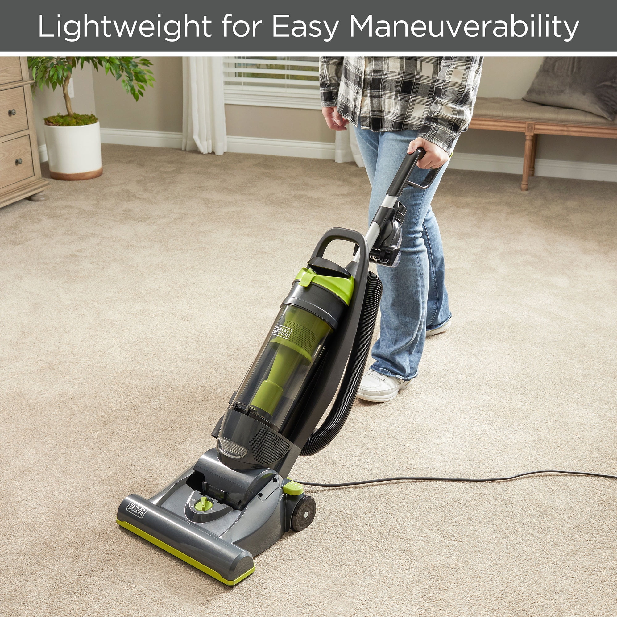 Black and Decker BDURV309 Upright Corded Bagless Vacuum Cleaner, Gray/Green  