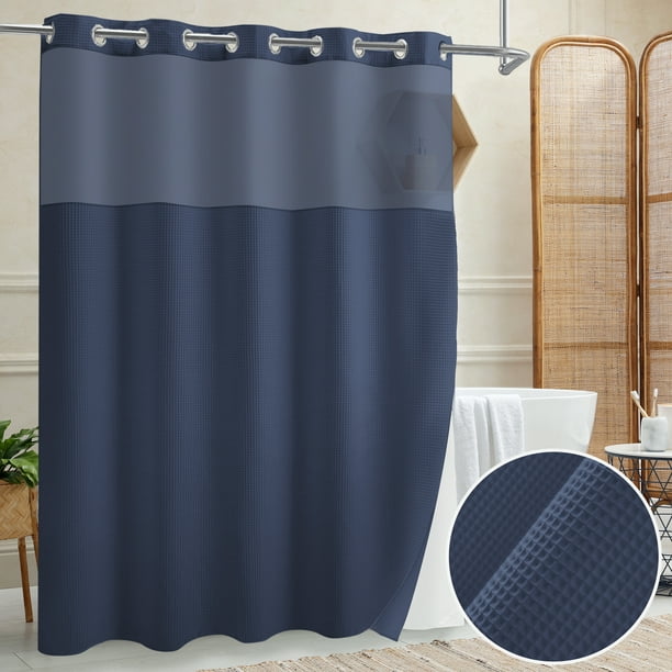 Barossa Design Waffle Weave Shower Curtain with Snapin Fabric Liner
