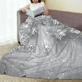 thumbnail image 6 of Throw Blanket White Christmas Ball Fir Leaf Snowflake Couch Blankets Plush Flannel Cover Lightweight Soft for Living Room Bed Sofa Travel Office Camping 50 x 60 Inch, 6 of 6