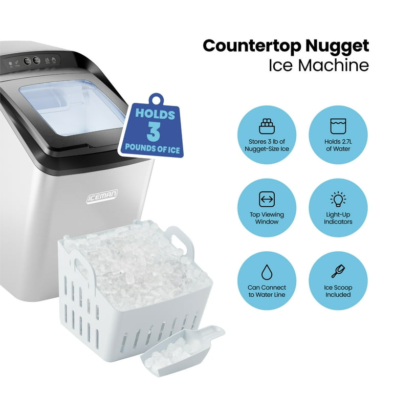 Philergo Nugget Ice Maker Countertop, 33lbs/24H with Self-Cleaning Function  for Home/Kitchen/Office, Stainless Steel 