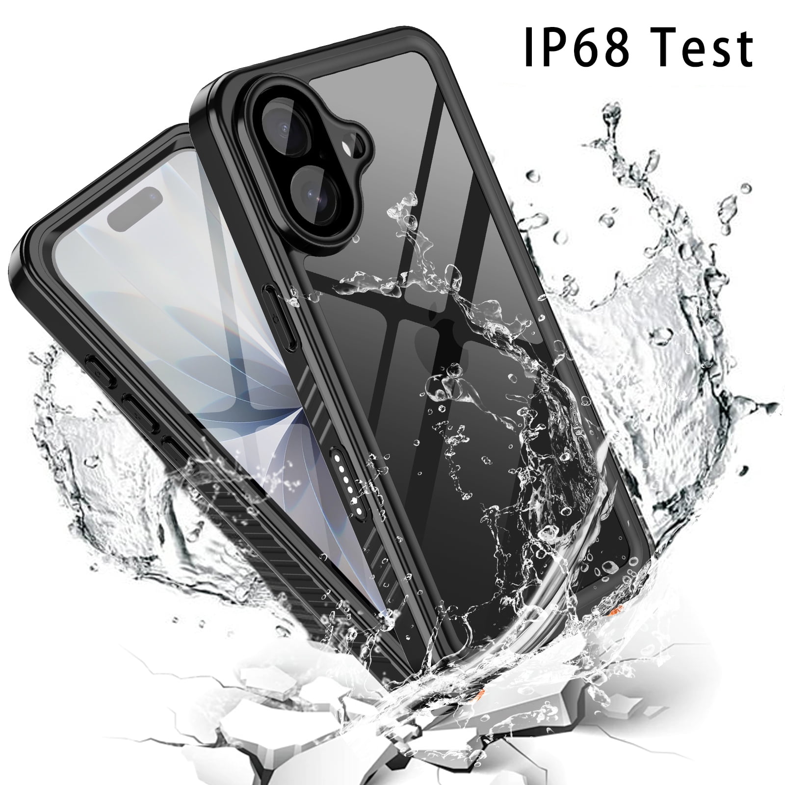 Casetego For iPhone 17 Case,IP68 Waterproof 16FT Underwater Military Dustproof Shockproof Rugged with Built-in Screen Protector Full Protect Phone Cover with Lanyard,Black