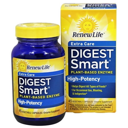 Renew Life - Digest Smart Care extra à base de plantes d'enzymes de haute puissance - 45 Capsules