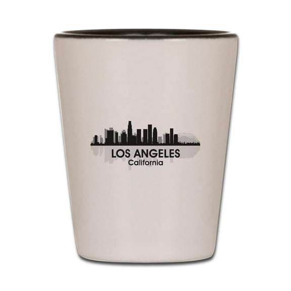 CafePress - Los Angeles Skyline - White/Black Shot Glass, Unique and Funny Shot Glass