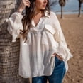 thumbnail image 2 of Vestidos Casuales Para Mujer, Blusas De Mujer De Moda Camisa de lino de manga larga de color liso para mujer, de verano y otoño, 2 of 9