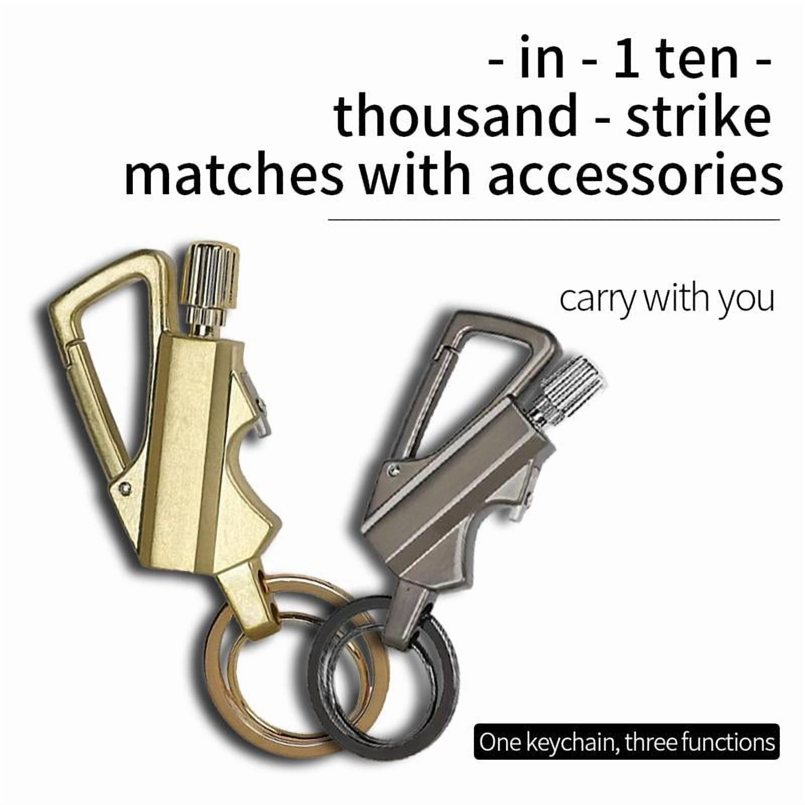2 Pack Permanent  Keychain Multitool Bottle Opener – Reusable Waterproof Survival Gear, Strike Anywhere Firestarter for Camping, Hiking, and Emergency Preparedness