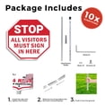 thumbnail image 3 of Stop All Visitors Must Sign in Here (10 Pack) 10 inch X 10 inch Octagon Aluminum Metal Signs with Aluminum Mounting Stakes Weather Resistant UV Protected for Workplace Private Property, 3 of 8