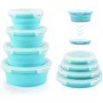 thumbnail image 1 of Juego de 4 recipientes plegables de silicona Wattne para almacenar alimentos con tapa | Apilables | Aptos para microondas | Apto para congelador y lavavajillas | Sin BPA, 1 of 8