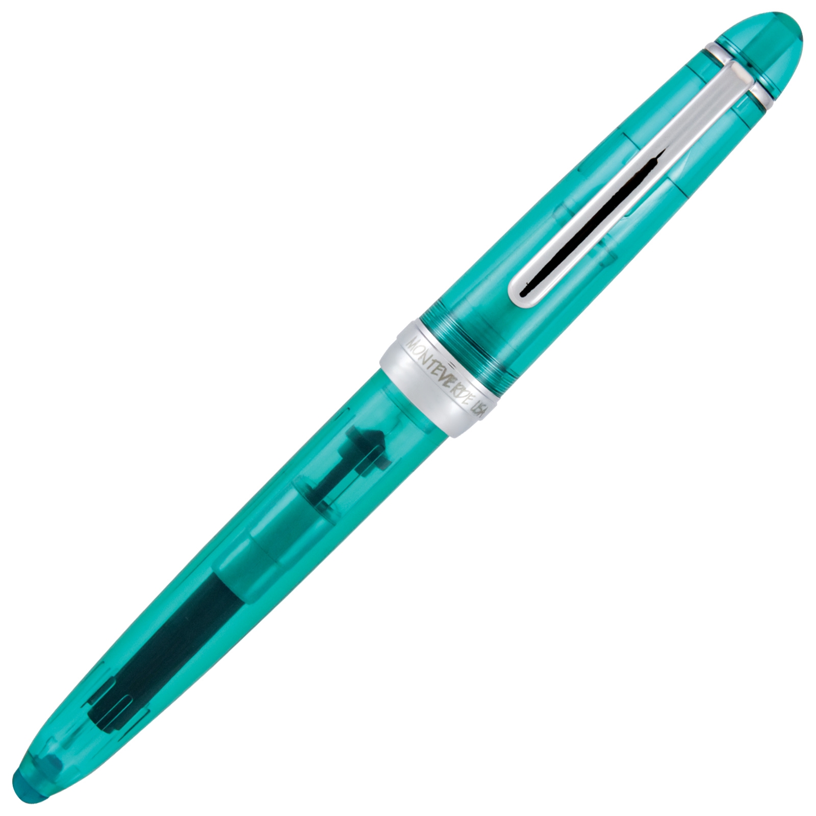 Monteverde Monza 3 Set Crystal Clear Fountain Pen, Teal
