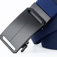 thumbnail image 5 of Adjustable Tactical Nylon Web Belt for Men, Auto Slide Metal Buckle Lightweight Canvas Strap Outdoor Hiking Daily Casual Belt Blue-A, 5 of 7