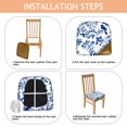 thumbnail image 4 of Blue Pioneer Flower and Bird Seat Covers for Dining Room Chairs Set Of 4,Stretch Printed Washable Chair Seat Cover with Elastic Ties and Button,Removable Waterproof Couch Cushion Covers, 4 of 6