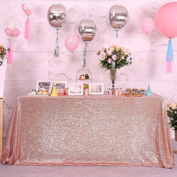 Mantel de lentejuelas de oro rosa YONGSHENG rectangular 50 x 85 pulgadas brillante para fiesta boda cumpleaños Navidad