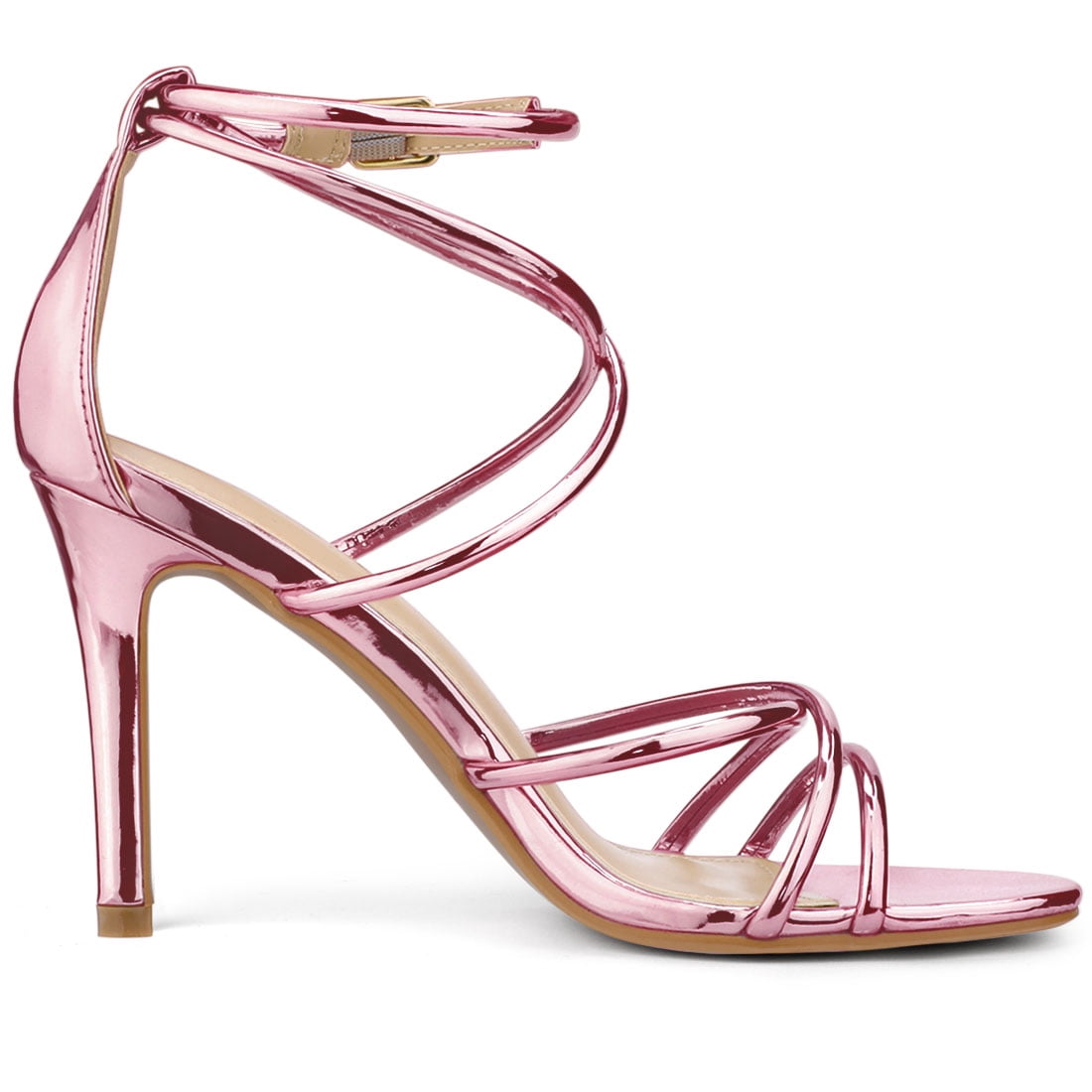 DARING DIVA Women's Open Toe Strappy Straps Stiletto Heel Sandals Pink 9