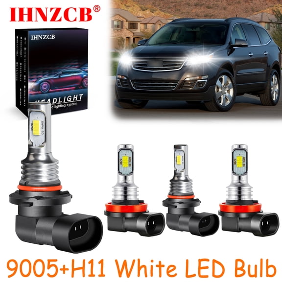 IHNZCB for Chevrolet Traverse 2009-2012 White LED Headlights Bulb High/Low Beam,9005 H11,YHB,Y01