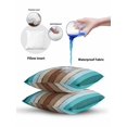 thumbnail image 6 of Outdoor Throw Pillow Set of 2, Aqua Teal Waterproof Pillow with Insert Included, Farmhouse Wood Grain Vintage Brown Striped Decorative Accent Cushion Lumbar Pillows for Patio Porch, 12 x 20 In, 6 of 8