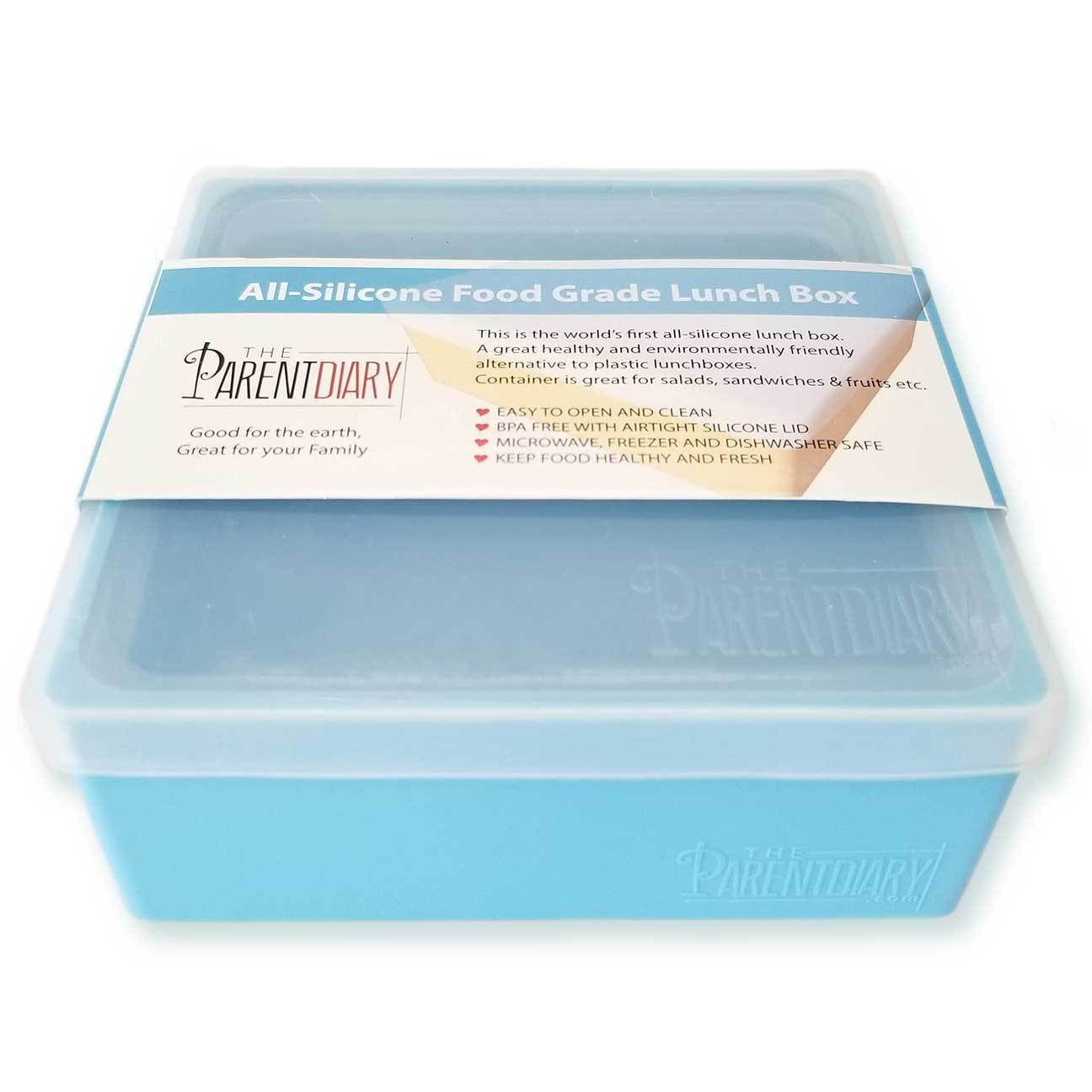 Clear Plastic Food Lunch Containers with Blue Silicone Rim Lids Storage Boxes 