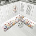 thumbnail image 2 of Kitchen Rugs and Mats,Watercolor Floral Pastoral Plant 2 Piece Anti Fatigue Area Runner Rug Set Comfort Standing Floor Mat,Colorful Flowers Leaves White Non Slip Absorbent Doormats for Laundry, 2 of 6