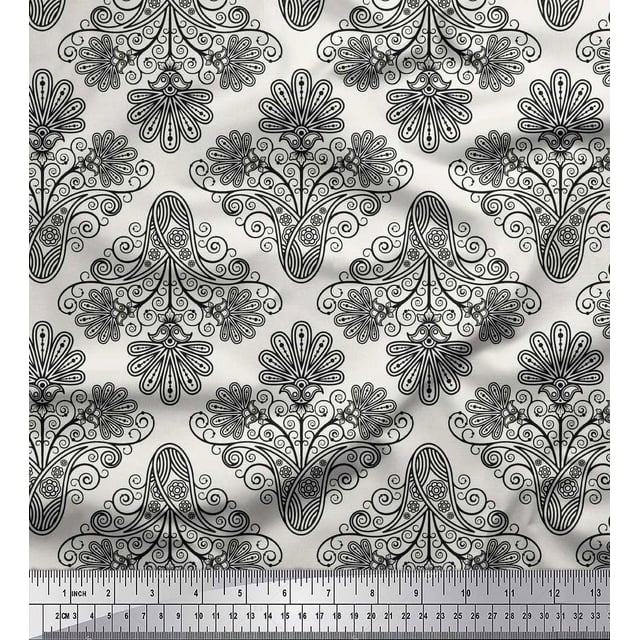 Soimoi Poly Georgette Fabric Swirls & Paisley Printed Craft Fabric by the Yard 52 Inch Wide