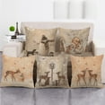 thumbnail image 5 of Funda de almohada de lino con diseño de muñeco de nieve y cervatillo de dibujos animados, cojín lindo y sencillo, 5 of 5