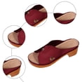 thumbnail image 4 of Rokment Orthopedic Mules Dressy Sandals for Women Ladies Summer Fashion Casual Leather Open Toe Platform Chunky Block High Heels Comfortable Arch Support Walking Dress Slip on Slides Wine Size 8, 4 of 6