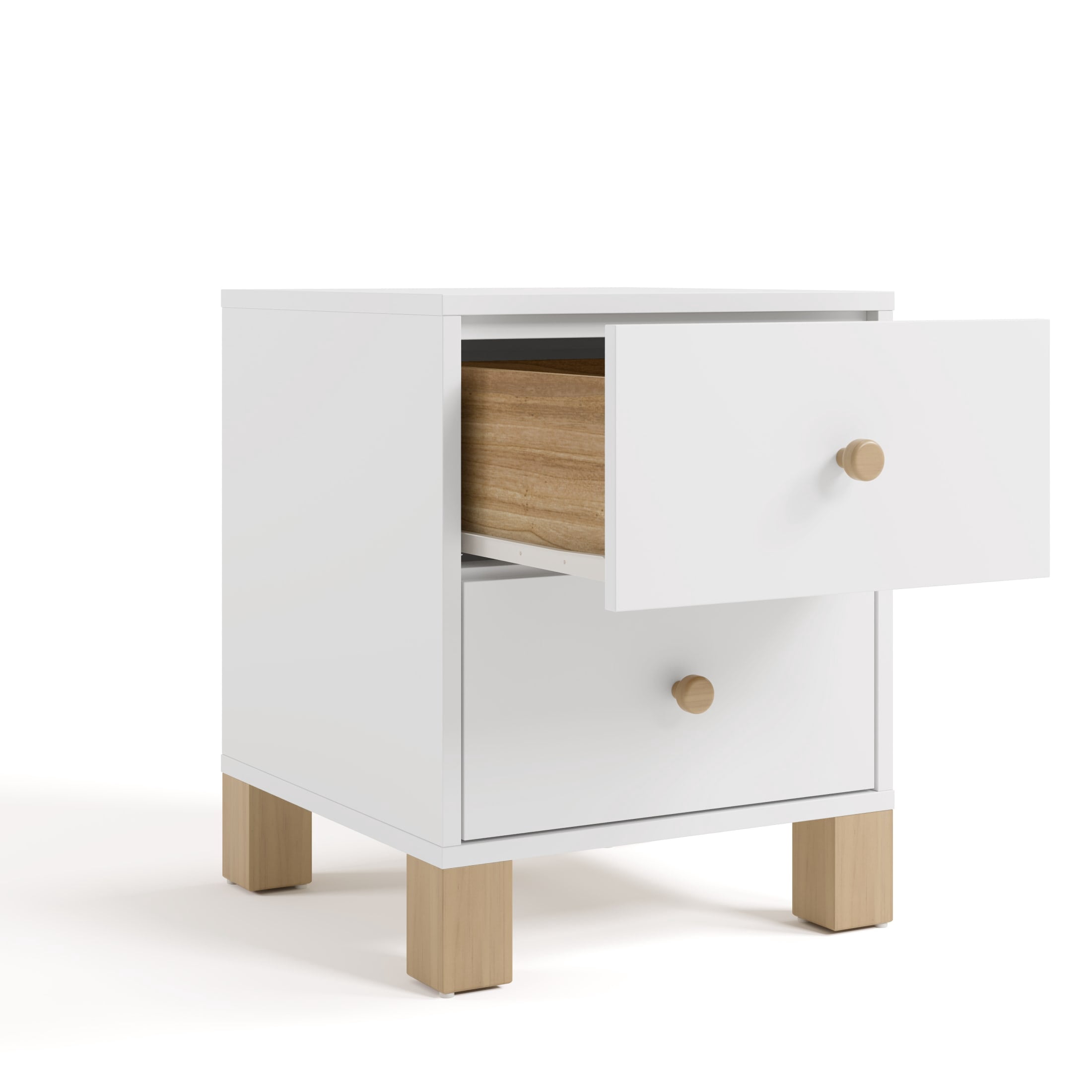 Storkcraft California 2 Drawer Nightstand, White and Driftwood