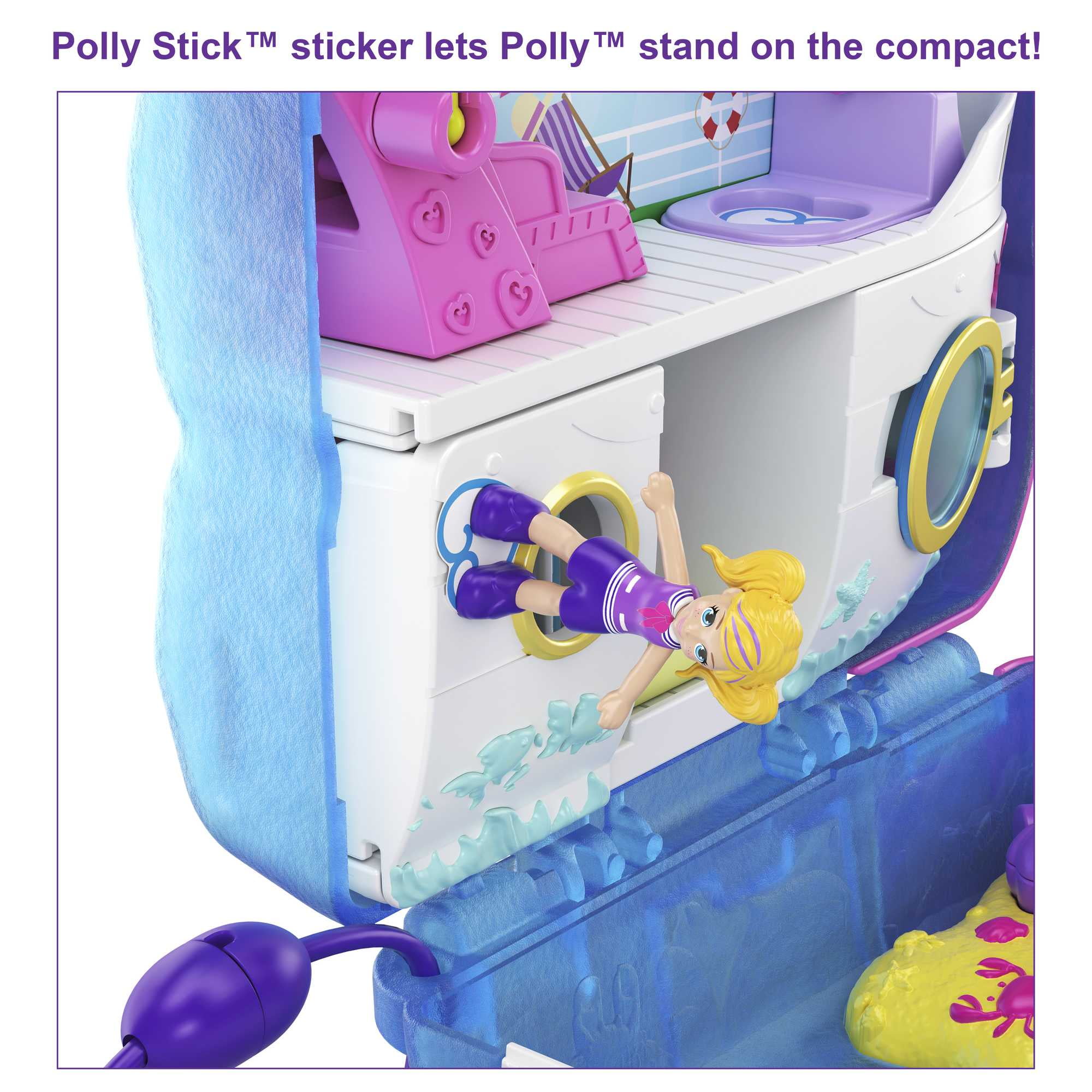 Polly Pocket Pocket World Sweet Sails Cruise Ship Compact Playset with 2  Micro Dolls & Accessories 