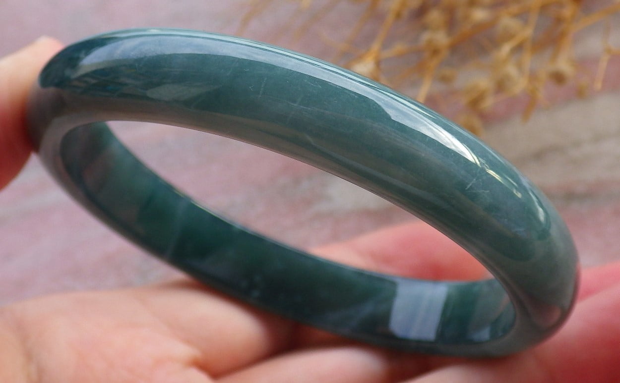 Icy Green Natural A JADE Jadeite Bangle Bracelet 60 mm 684191 TN