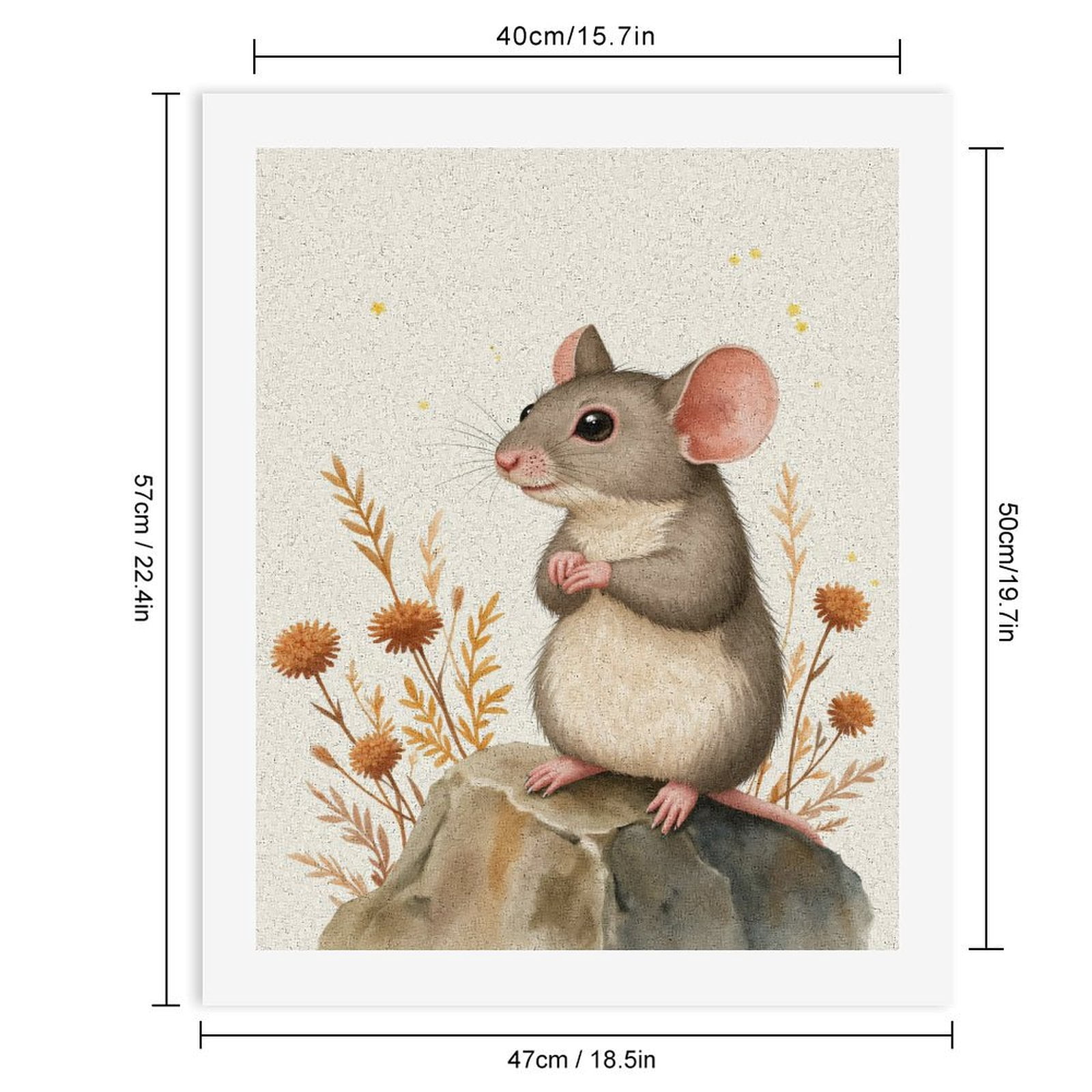 Paint By Numbers Kit for Adults Beginner - DIY Cute Mouse On Rock With Flowers Canvas Painting Kits for Adults, Frameless Paint By Number for Adults for Home Wall Decor 16x20 Inch