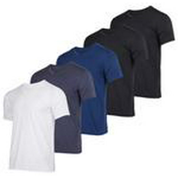 Real Essentials 5 Pack: Men’s V-Neck Dry-Fit Moisture Wicking Active Athletic Tech Performance T-Shirt