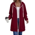 thumbnail image 3 of Zysthvn Winter Hoodie Womens Tunic Zip up Casual Drawstring Women's Sweatshirts Loose Fit Long Sleeve Solid with Pockets Tops, 3 of 9