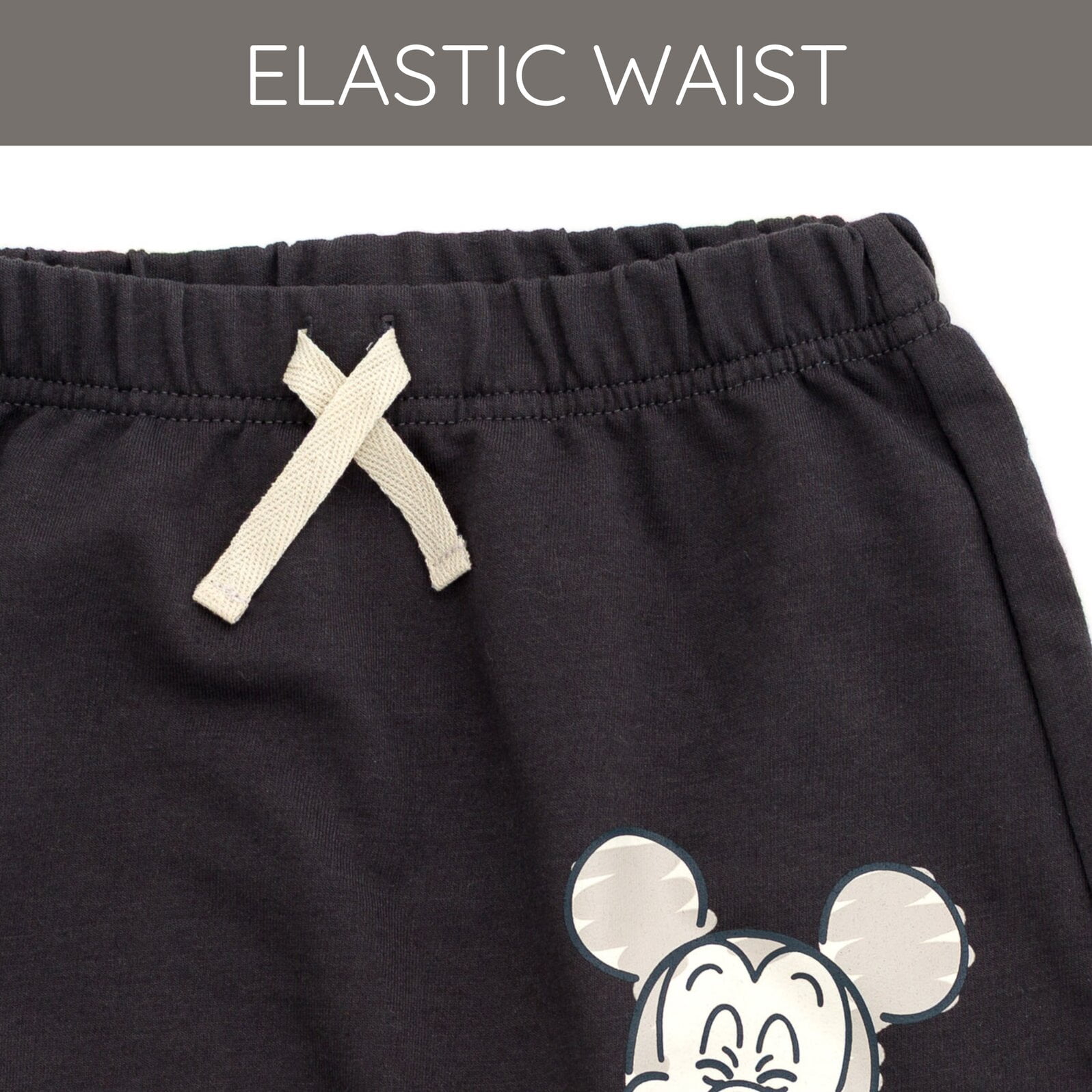 Disney Mickey Mouse Baby Boys' 2-Piece Hooded Tee and Shorts Set Dark Grey Mickey