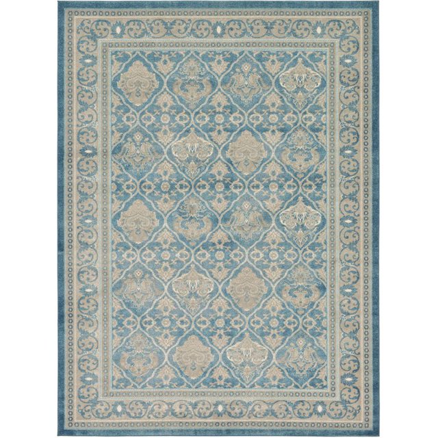 Unique Loom Salzburg Medallion Area Rug 8' x 11' Rectangle Navy Blue/Light Brown