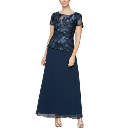 Alex Evenings Women's Embellished Top Dress Blue Size 12