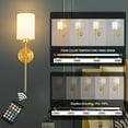 thumbnail image 3 of Battery Operated Wall Sconces Set of Two,Wireless Rechargeable Wall Light With Remote Control, Dimmable, Amber Light/Warm White/Natural White/Daylight/RGB, Timer,for Living Room,Bedroom,Entryway,Gold, 3 of 10