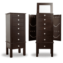 Hives & Honey - Crystal Standing Women's Wood Jewelry Armoire - Espresso
