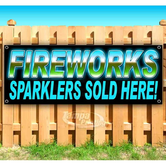 Fireworks Sparklers Bl 13 oz Vinyl Banner With Metal Grommets