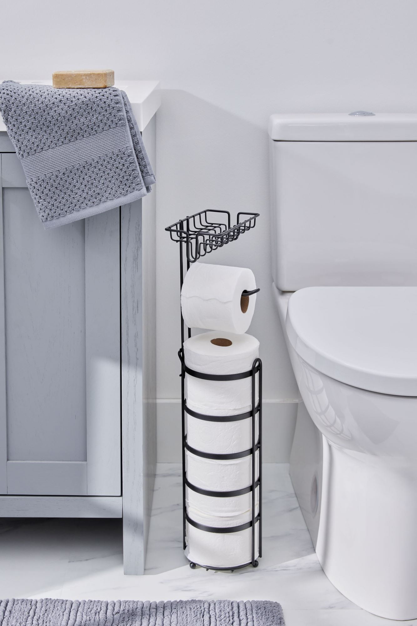 Better Homes & Gardens Flatwire Free-Standing Toilet Paper Reserve with Holder